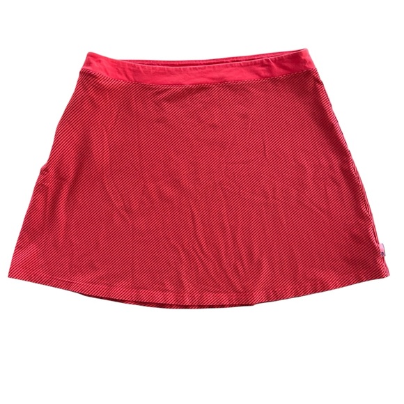 Mountain Hardwear Women’s L Coral, Red Striped Print Athletic Stretch Knit Skirt - Picture 1 of 15